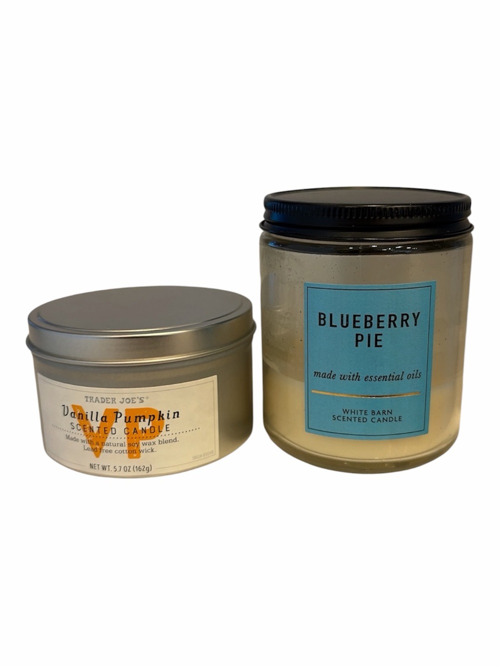 Bath & Body Works Blueberry Pie Candle & Trader Joe’s Vanilla Pumpkin Candle